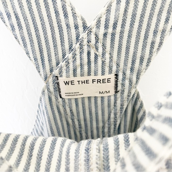 We The Free Good Luck Striped Barrel Overalls in indigo railroad size medium - Picture 7 of 9